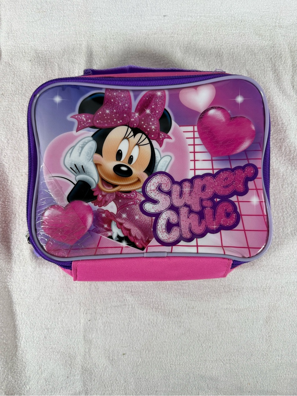 'Super Chic' Pink & Purple Minnie Mouse Kids Lunch Bag